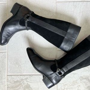 Black Vintage Riding Boots Genuine Leather & Suede Coldwater Creek Riding Boots